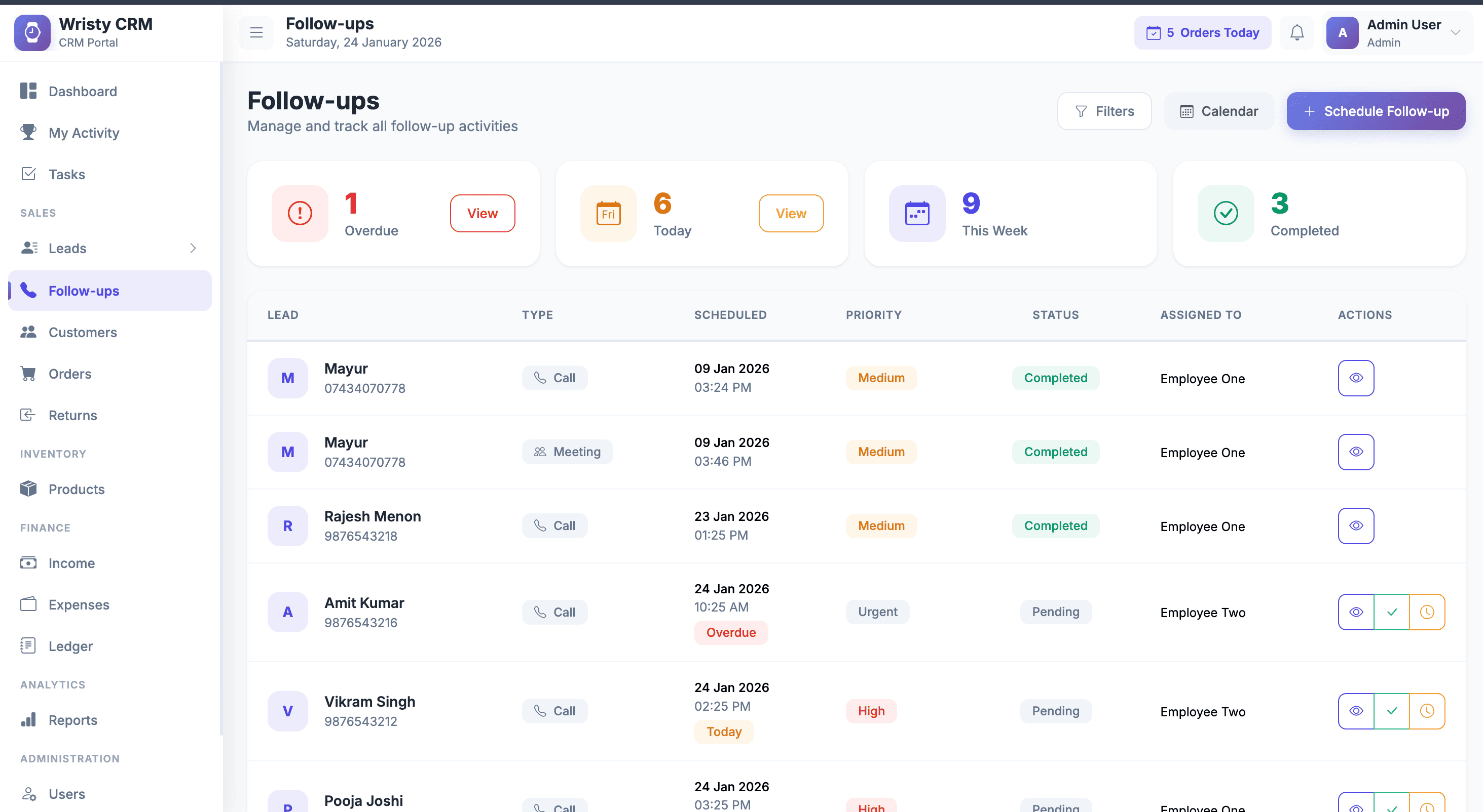 📞 Follow-Up Management Module