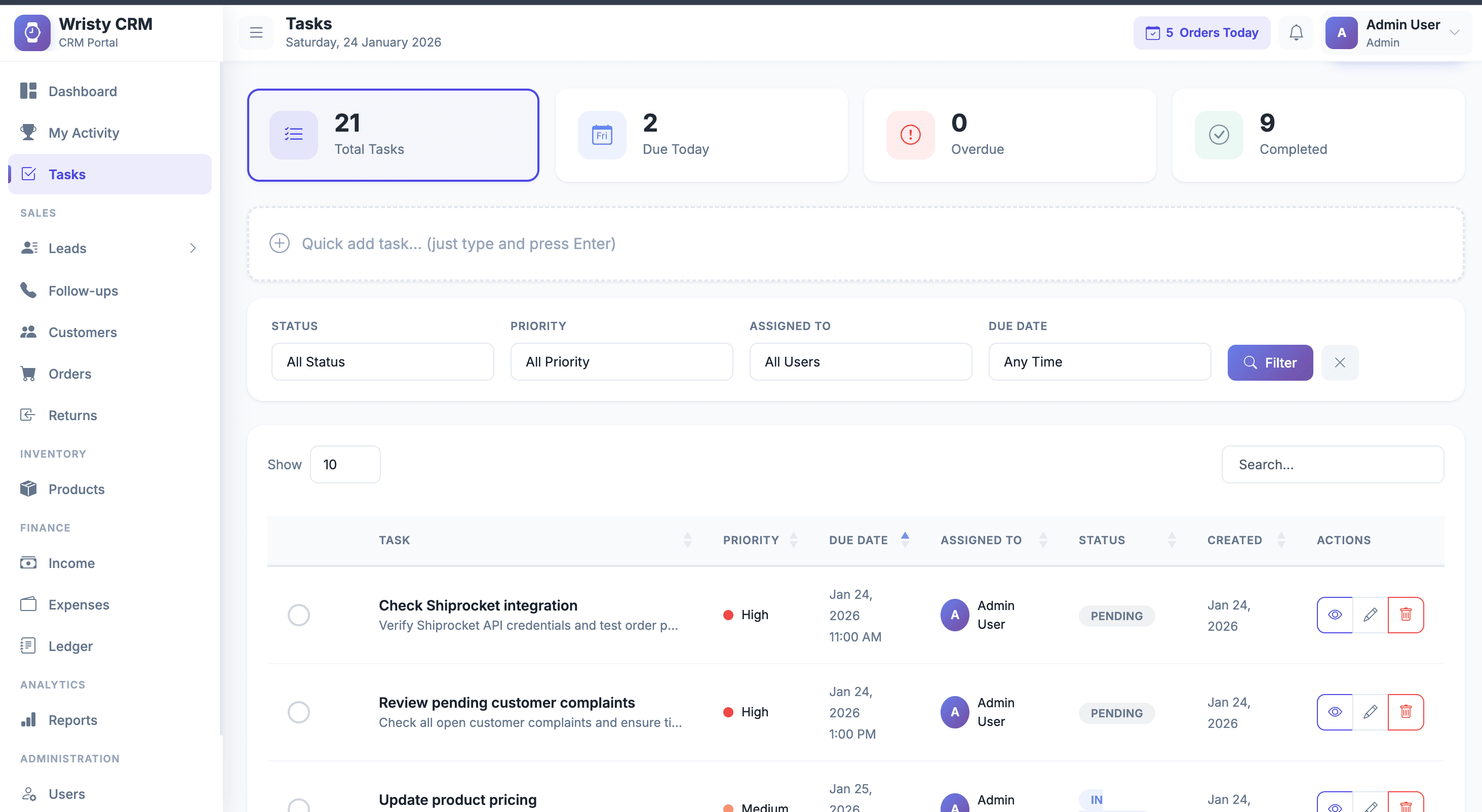 ✅ Task Management Module