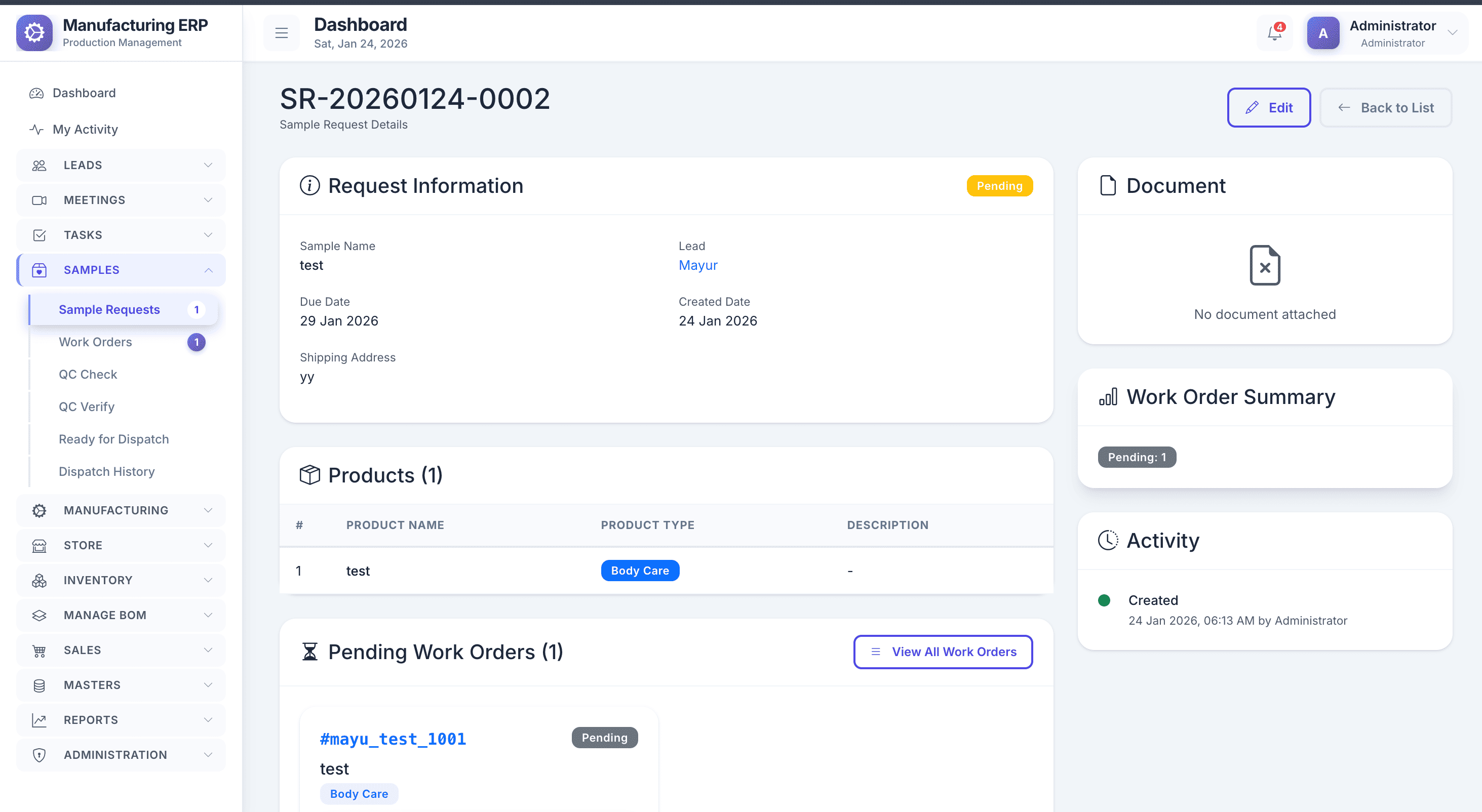 🧫 Sample Management — view 2