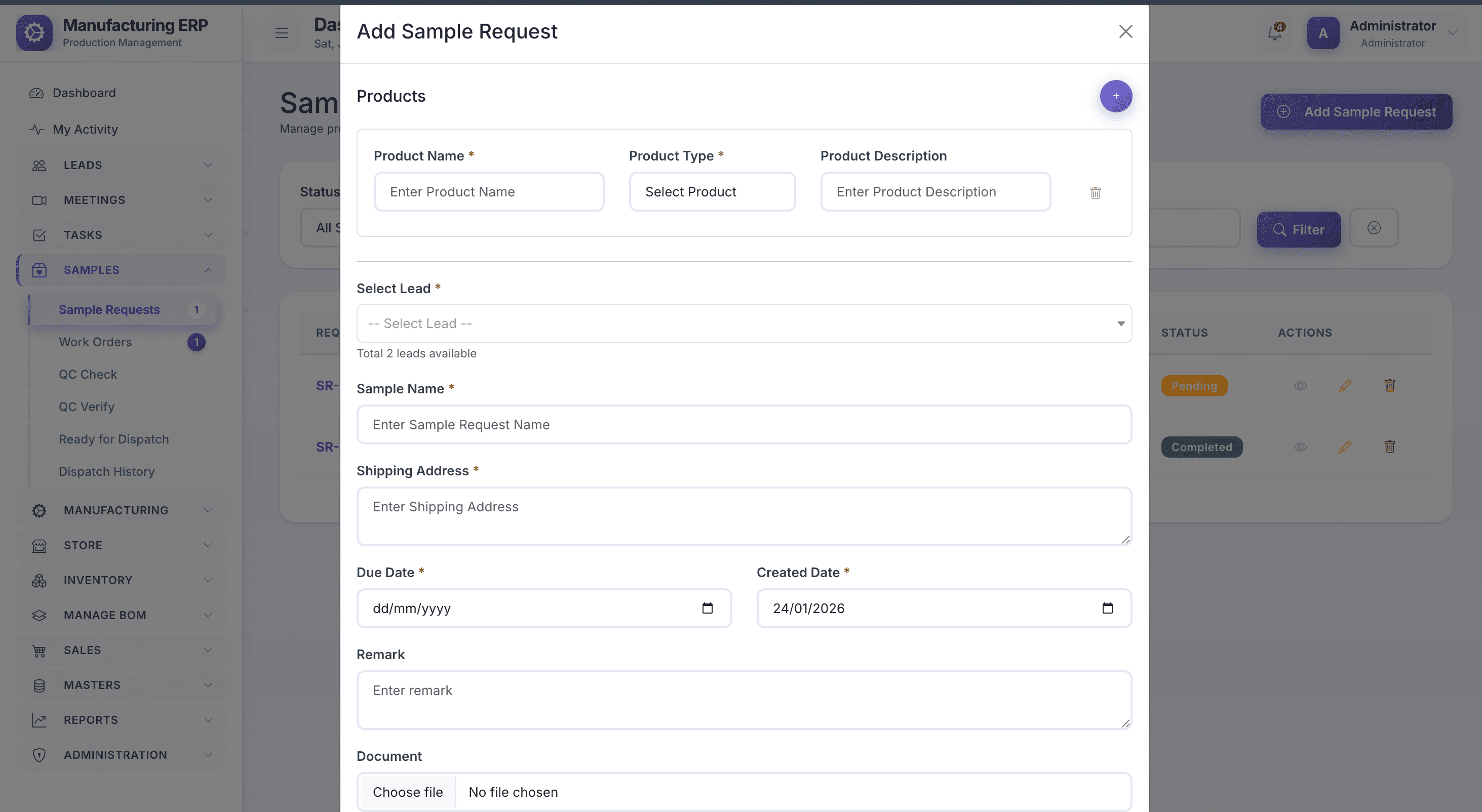 🧫 Sample Management — view 3