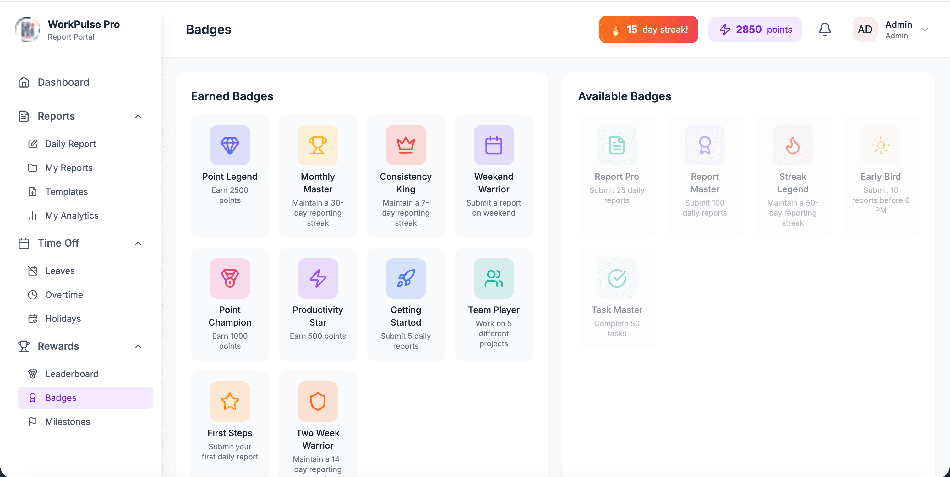 🏅 Badges View