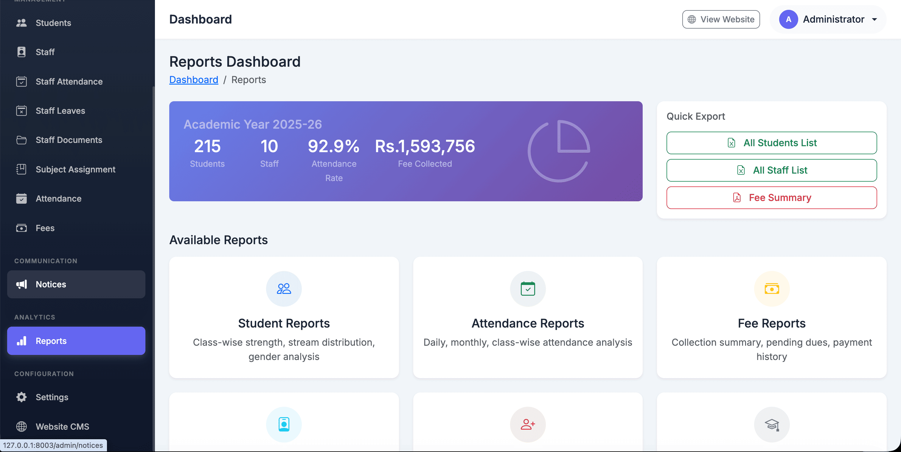 📊 Reports Dashboard